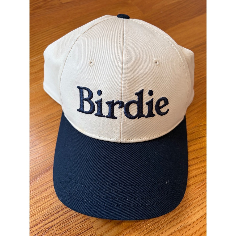 Lululemon Birdie Golf Hat Cream Navy Blue Embroidered Baseball Cap S/M